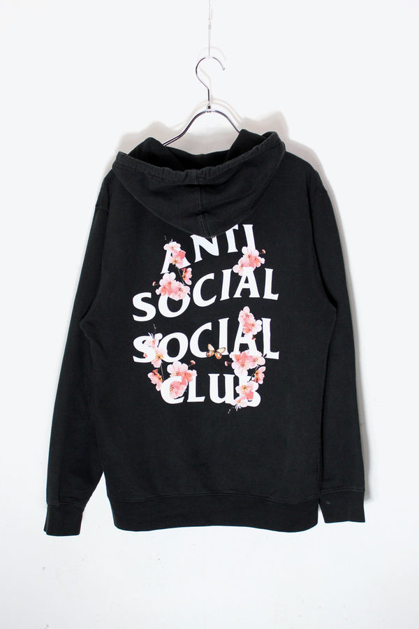 BUCK FLOWER LOGO PRINT PULLOVER SWEAT HOODIE / BLACK [SIZE: S USED]
