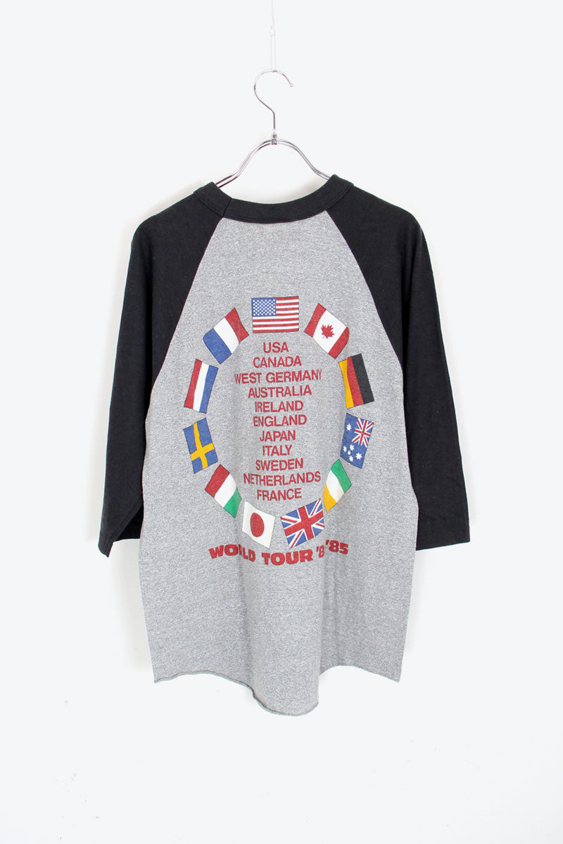 MADE IN USA 90'S BRUCE SPRINGSTEEN & THE E STREET BAND RAGLAN TEE SHIRT / GRAY / BLACK [SIZE: M USED]