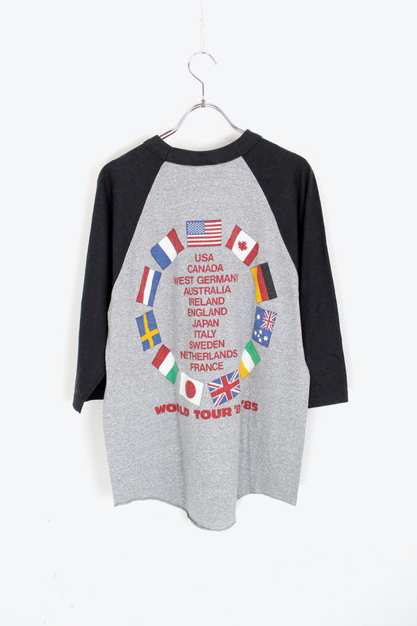 MADE IN USA 90'S BRUCE SPRINGSTEEN & THE E STREET BAND RAGLAN TEE SHIRT / GRAY / BLACK [SIZE: M USED]