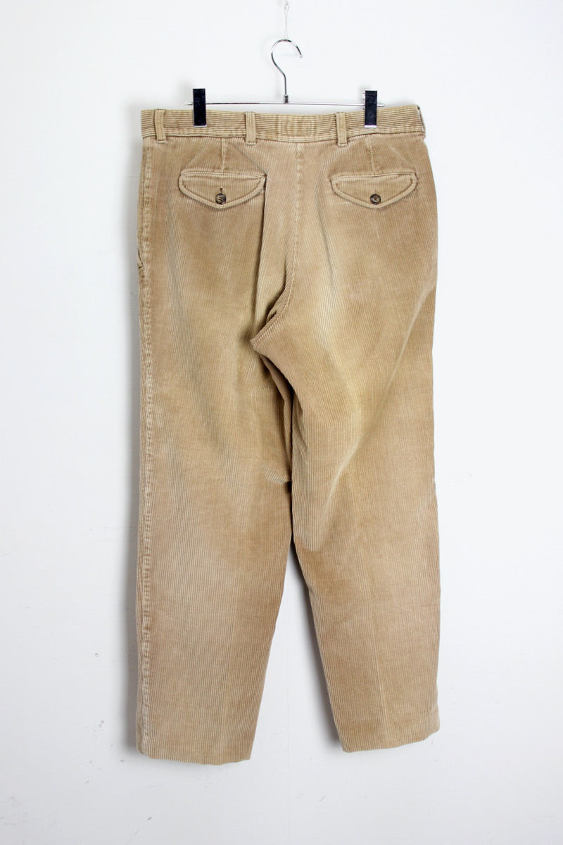MADE IN ITALY 90'S TUCK CORDUROY PANTS / BEIGE [SIZE: 34相当 USED]