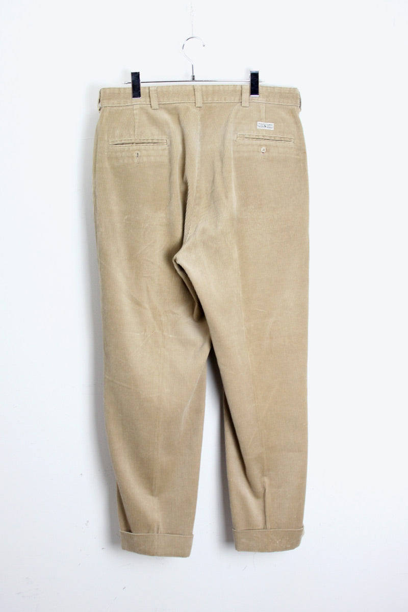 90'S TUCK CORDUROY PANTS / BEIGE [SIZE: W36 x L34 USED]