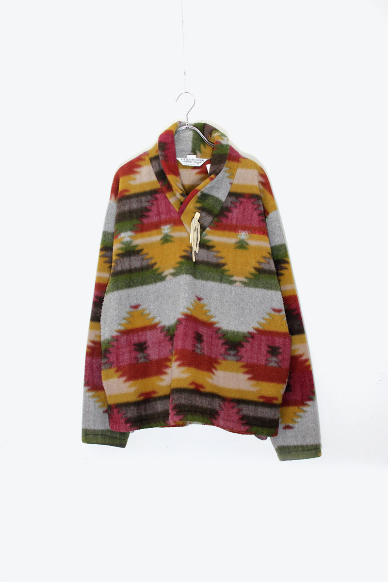 MADE IN USA 90'S NATIVE PATTERN PULLOVER FLEECE JACKET / MULTI [SIZE: L USED]