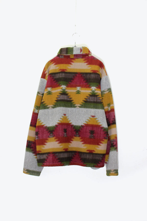 MADE IN USA 90'S NATIVE PATTERN PULLOVER FLEECE JACKET / MULTI [SIZE: L USED]