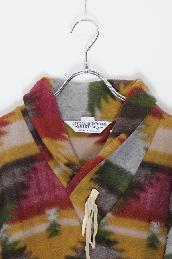 MADE IN USA 90'S NATIVE PATTERN PULLOVER FLEECE JACKET / MULTI [SIZE: L USED]