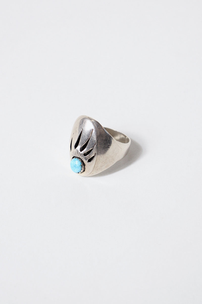 STERLING SILVER RING W/ TURQUOISE [SIZE: US 11.5 equivalent, USED]