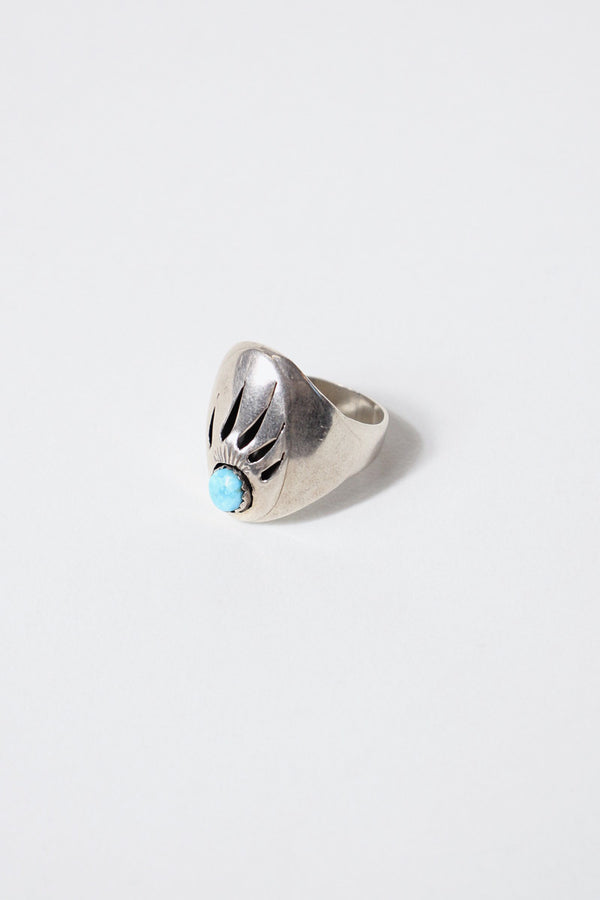 STERLING SILVER RING W/ TURQUOISE [SIZE: US 11.5 equivalent, USED]