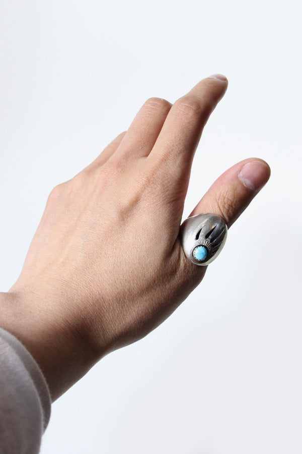 STERLING SILVER RING W/ TURQUOISE [SIZE: US 11.5 equivalent, USED]
