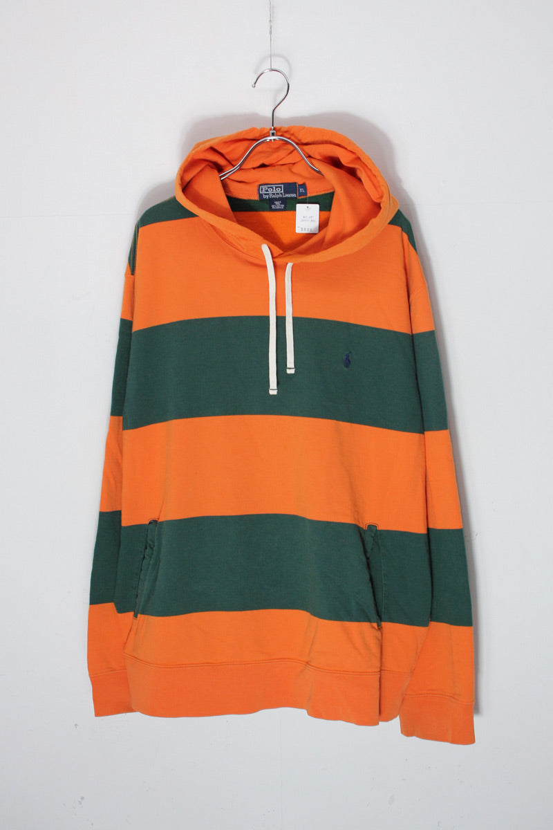 90'S ONE POINT BORDER SWEAT HOODIE / ORANGE GREEN [SIZE: XL USED]