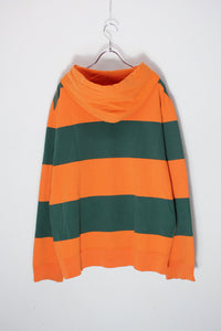 90'S ONE POINT BORDER SWEAT HOODIE / ORANGE GREEN [SIZE: XL USED]