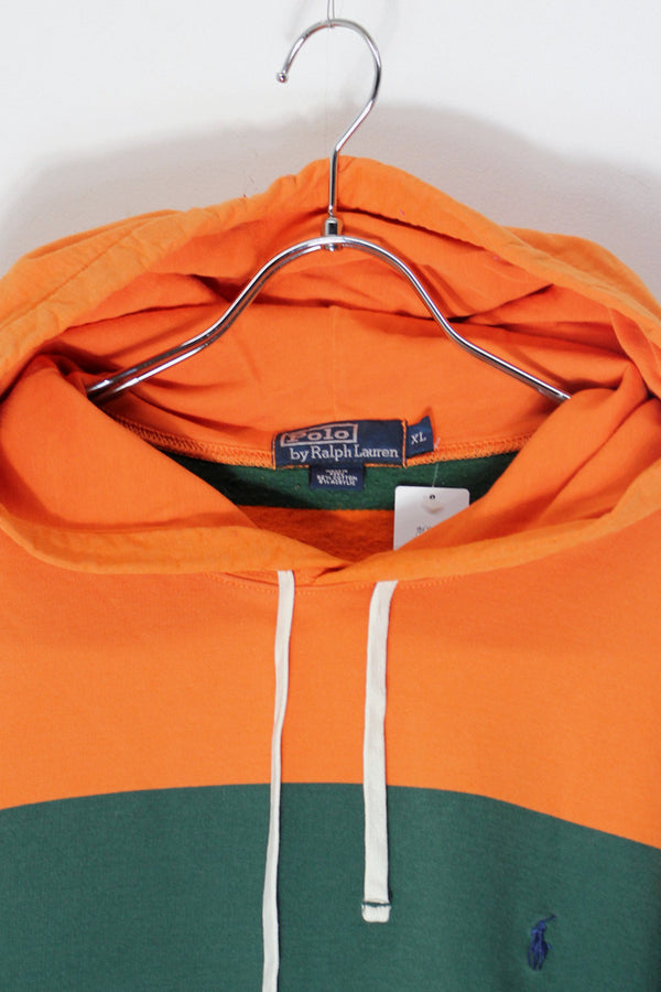 90'S ONE POINT BORDER SWEAT HOODIE / ORANGE GREEN [SIZE: XL USED]
