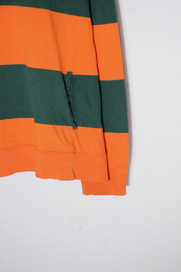 90'S ONE POINT BORDER SWEAT HOODIE / ORANGE GREEN [SIZE: XL USED]