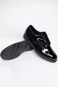 MADE IN USA ENAMEL PLAIN TOE SHOES / BLACK [SIZE: US10.0 (28.0cm) DEAD STOCK]