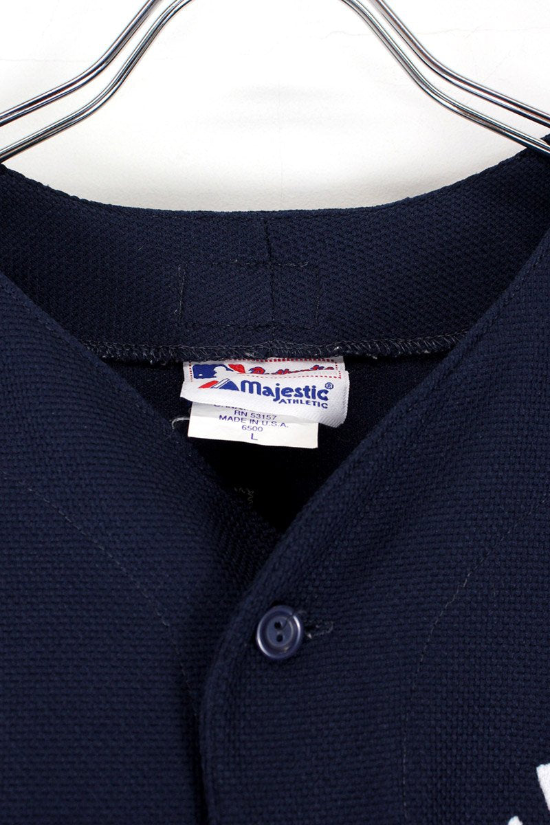 MADE IN USA 00s 100TH ANNIVERSARY NY YANKEES 12 ALFONSO SORIANO BASEBALL SHIRT / NAVY [SIZE: L USED]