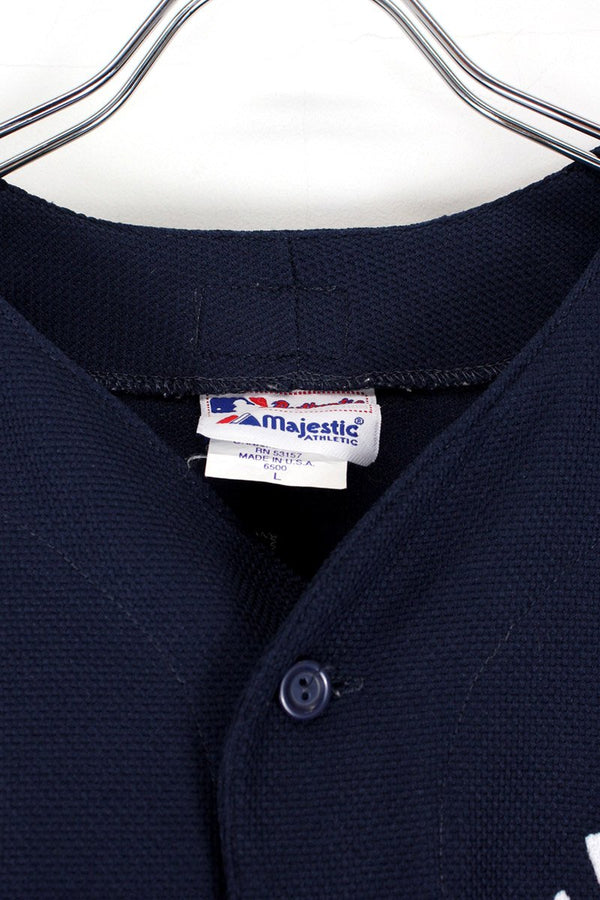 MADE IN USA 00s 100TH ANNIVERSARY NY YANKEES 12 ALFONSO SORIANO BASEBALL SHIRT / NAVY [SIZE: L USED]