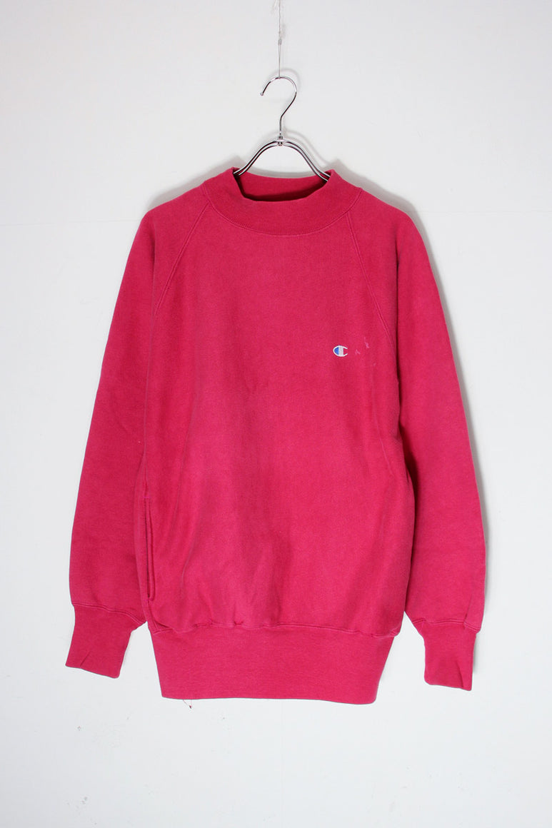 MADE IN USA 90'S REVERSE WEAVE ON POINT MOCKNECK SWEASHIRT / PINK [SIZE: L USED]