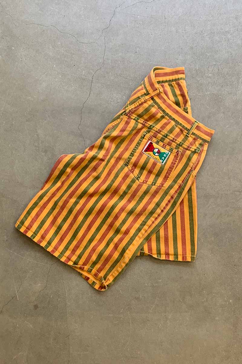 MADE IN USA 90'S STRIPE SHORT PANTS / MUSTRAD [SIZE: W30 USED]