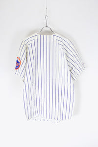 MADE IN USA 90'S NY METS BASEBALL SHIRT / WHITE [SIZE: M USED]