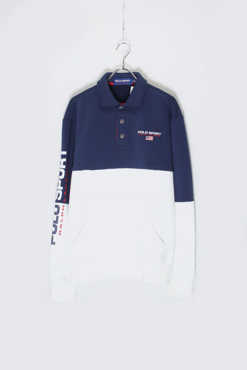 PULLOVER SWEAT POLO SHIRT / NAVY / WHITE [SIZE: M USED]