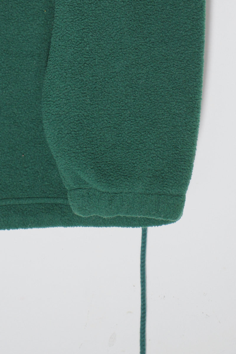 90'S HALF BUTTON PULLOVER FLEECE HOODIE / GREEN [ SIZE: M USED ]