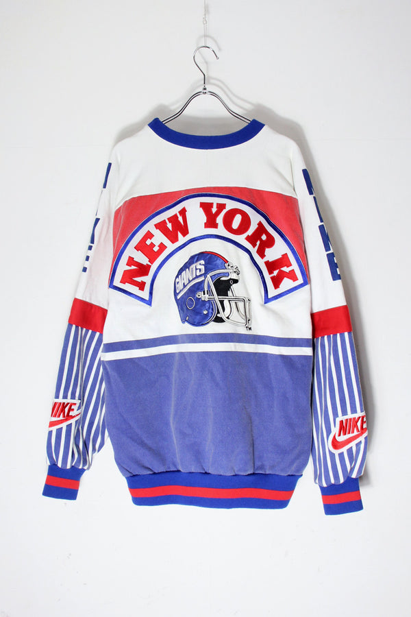 90'S NFL NY GIANTS SWITCH PATTERN SWEATSHIRT / WHITE/BLUE/RED [SIZE: L USED]