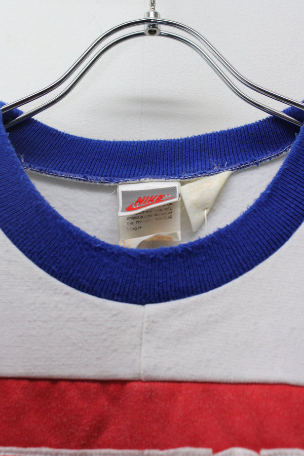 90'S NFL NY GIANTS SWITCH PATTERN SWEATSHIRT / WHITE/BLUE/RED [SIZE: L USED]