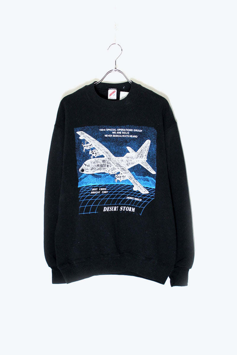 MADE IN USA 90'S DESERT STORM PRINT SWEATSHIRT / BLACK [SIZE: L USED]