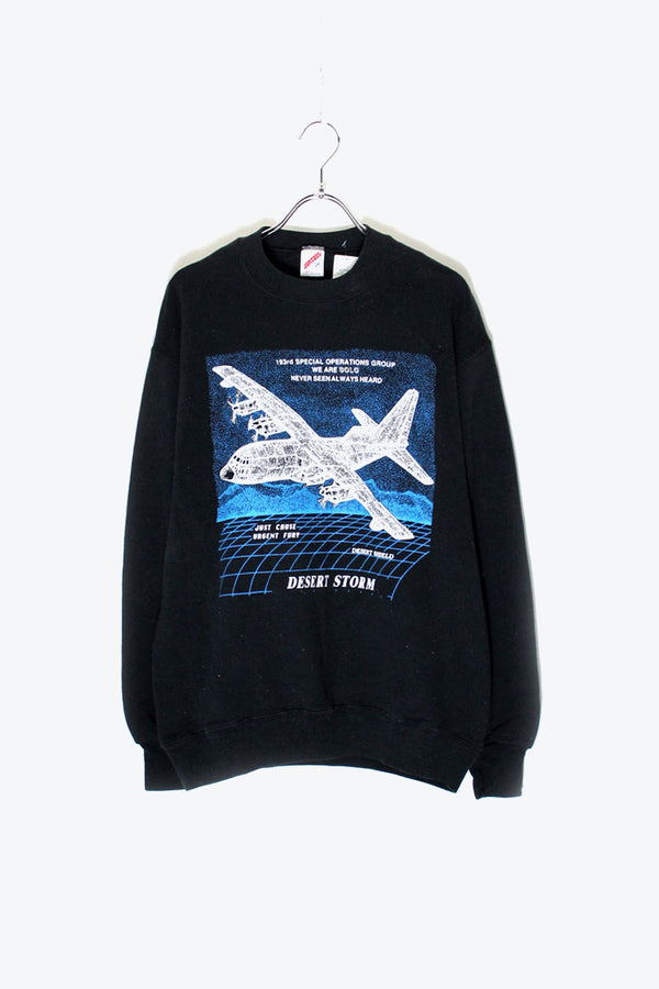 MADE IN USA 90'S DESERT STORM PRINT SWEATSHIRT / BLACK [SIZE: L USED]