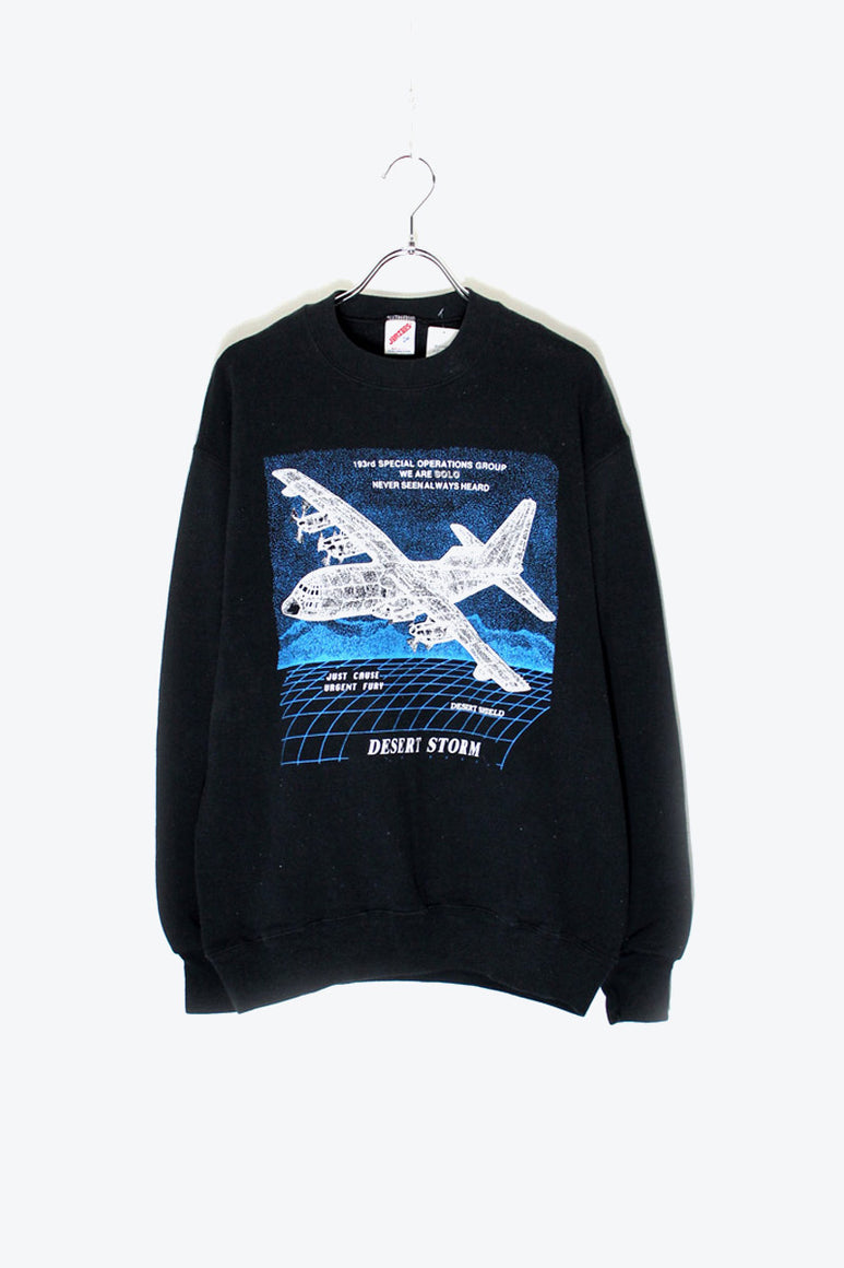 MADE IN USA 90'S DESRT STORM PRINT SWEATSHIRT / BLACK [SIZE: L USED]