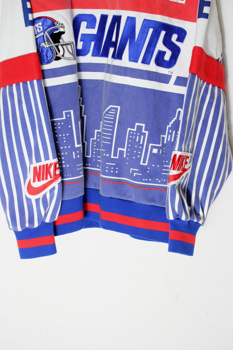90'S NFL NY GIANTS SWITCH PATTERN SWEATSHIRT / WHITE/BLUE/RED [SIZE: L USED]