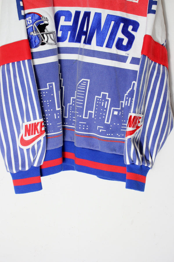 90'S NFL NY GIANTS SWITCH PATTERN SWEATSHIRT / WHITE/BLUE/RED [SIZE: L USED]