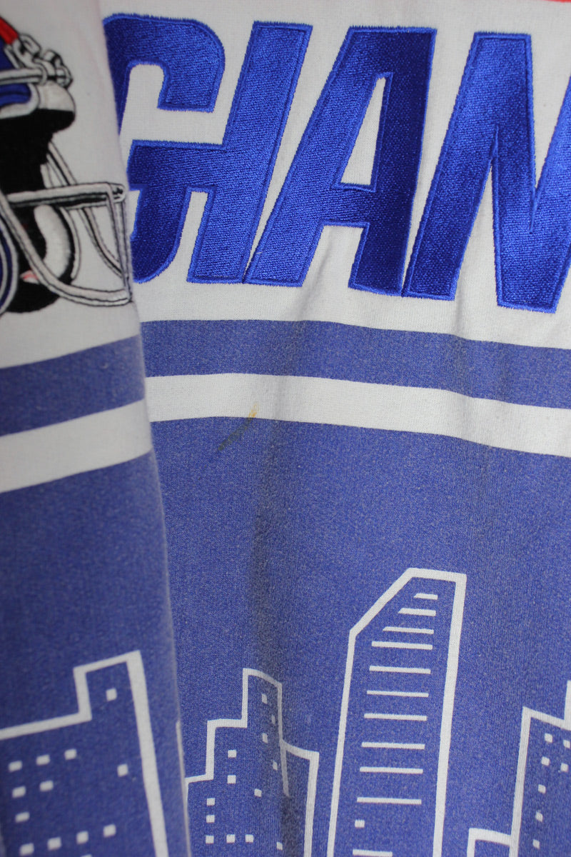 90'S NFL NY GIANTS SWITCH PATTERN SWEATSHIRT / WHITE/BLUE/RED [SIZE: L USED]
