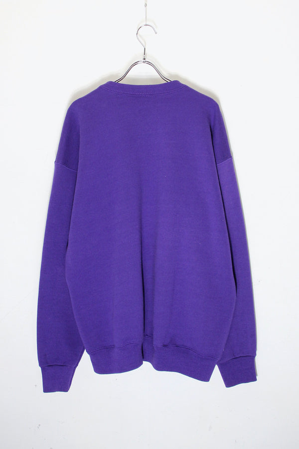 MADE IN USA 90'S CARMEL BY THE SEA FISH EMBROIDERY ANIMAL SWEATSHIRT / PURPLE [SIZE: XL USED]