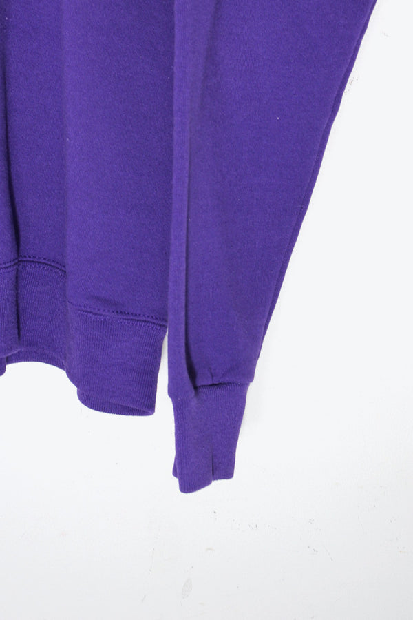 MADE IN USA 90'S CARMEL BY THE SEA FISH EMBROIDERY ANIMAL SWEATSHIRT / PURPLE [SIZE: XL USED]