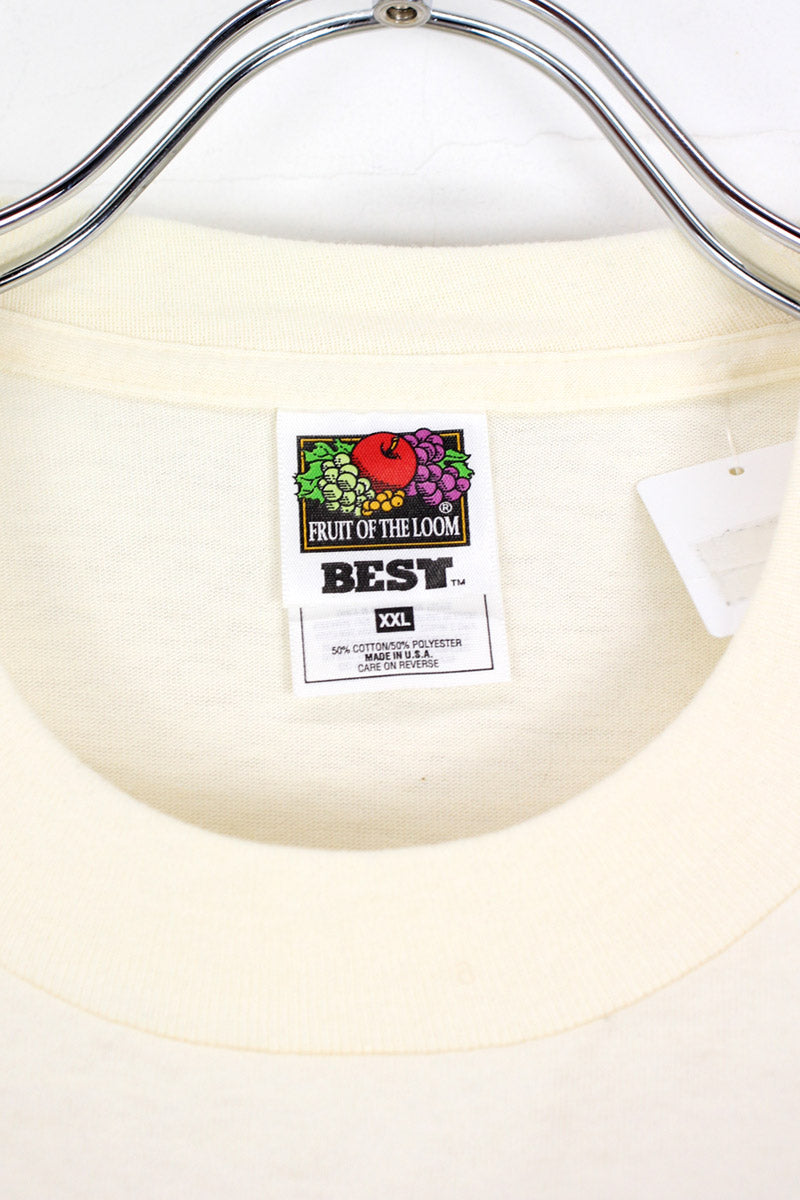 MADE IN USA 90'S E.M.T TEE SHIRT / CREAM [SIZE: XXL DEAD STOCK]