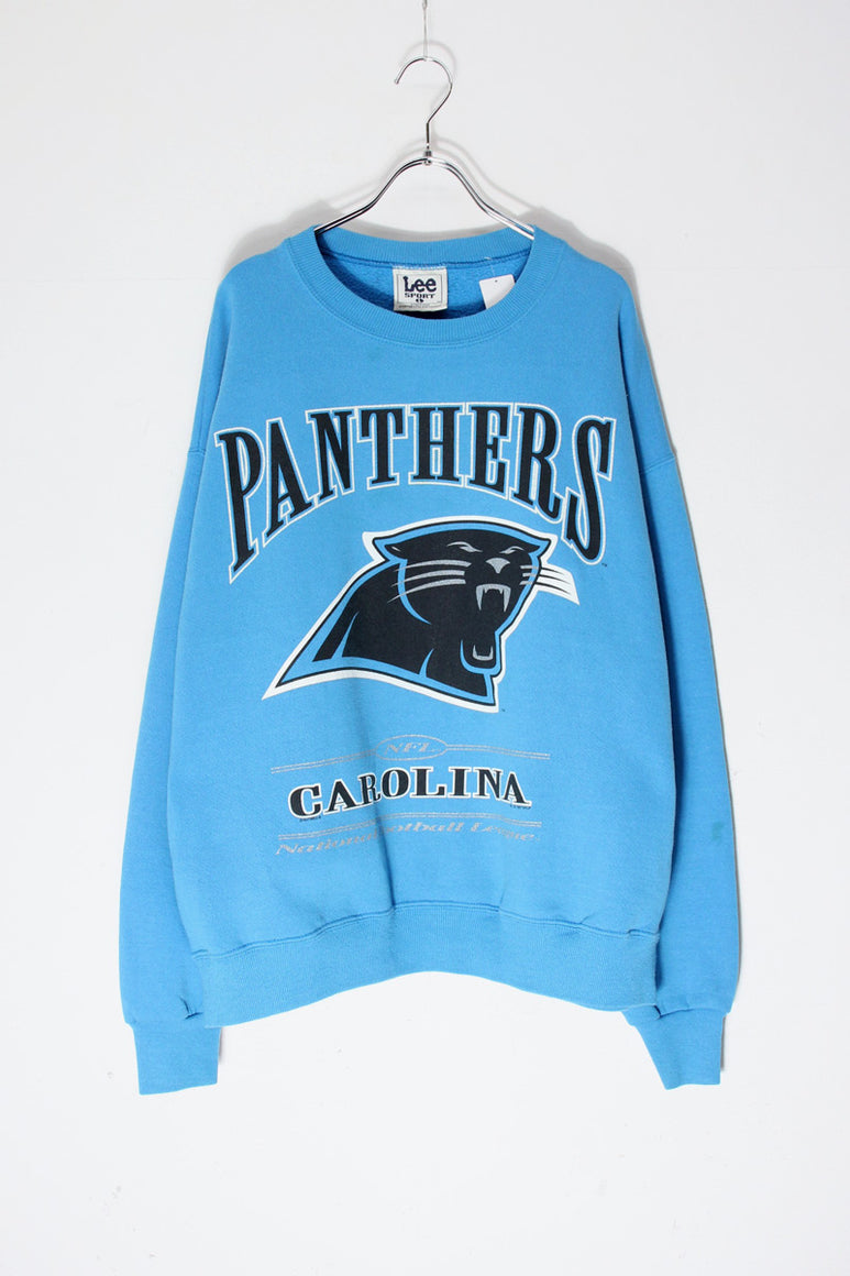 MADE IN USA 90'S CAROLINA PANTHERS NFL SWEATSHIRT / CERULEAN BLUE [SIZE: L USED]