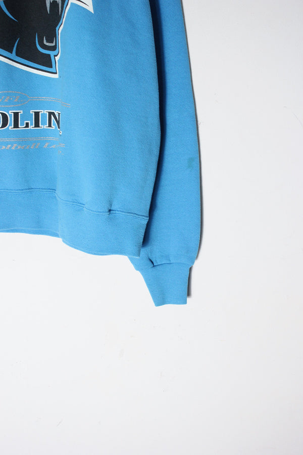 MADE IN USA 90'S CAROLINA PANTHERS NFL SWEATSHIRT / CERULEAN BLUE [SIZE: L USED]