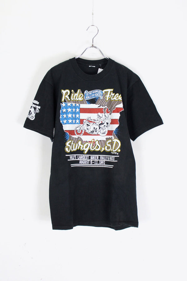 91'S RIDE FREE STURGIS S.D TEE SHIRT / BLACK [SIZE: L equivalent USED]