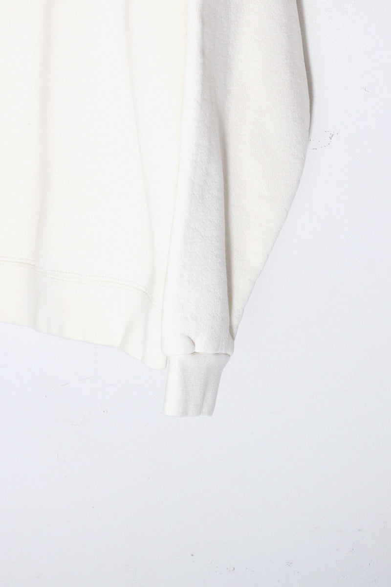 MADE IN USA 90'S EMBLEM SWEATSHIRT / IVORY / RED [SIZE: M USED]