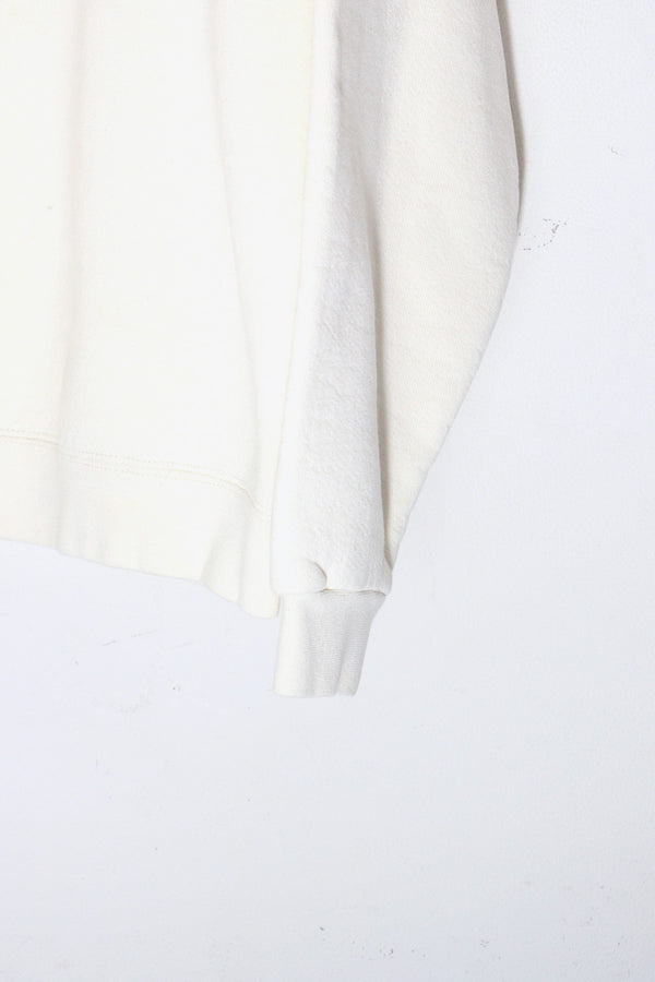 MADE IN USA 90'S EMBLEM SWEATSHIRT / IVORY / RED [SIZE: M USED]