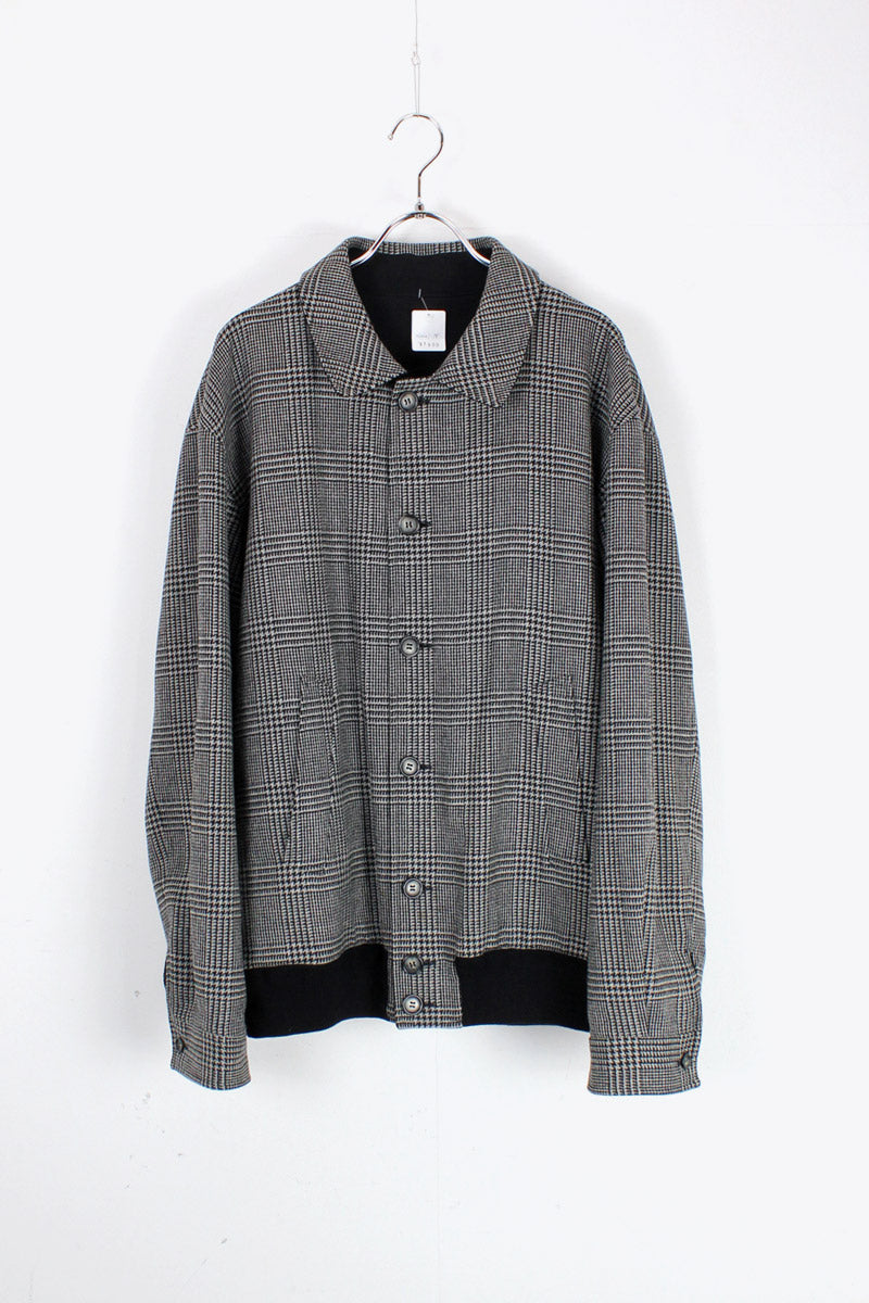 WOOL NYLON REVERSIBLE BUTTON JACKET / GLEN CHECK / BLACK [SIZE: L相当 USED]