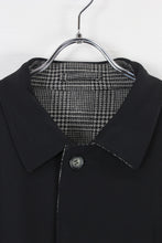 画像をギャラリービューアに読み込む, WOOL NYLON REVERSIBLE BUTTON JACKET / GLEN CHECK / BLACK [SIZE: L相当 USED]
