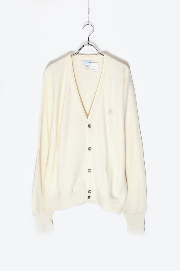 MADE IN USA ONE POINT ACRYLIC KNIT CARDIGAN / IVORY [SIZE: M USED]