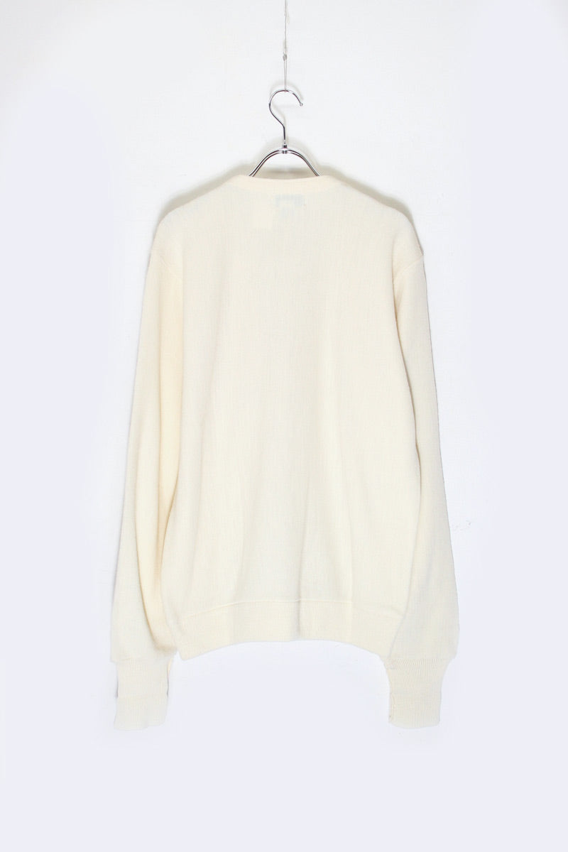 MADE IN USA ONE POINT ACRYLIC KNIT CARDIGAN / IVORY [SIZE: M USED]
