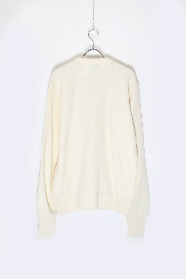 MADE IN USA ONE POINT ACRYLIC KNIT CARDIGAN / IVORY [SIZE: M USED]
