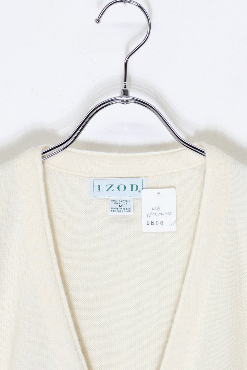 MADE IN USA ONE POINT ACRYLIC KNIT CARDIGAN / IVORY [SIZE: M USED]