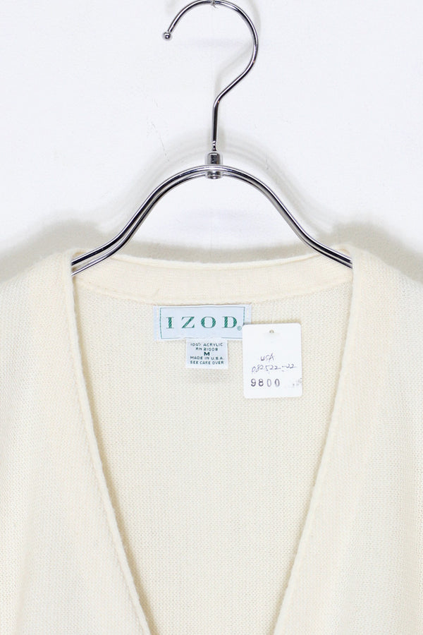 MADE IN USA ONE POINT ACRYLIC KNIT CARDIGAN / IVORY [SIZE: M USED]