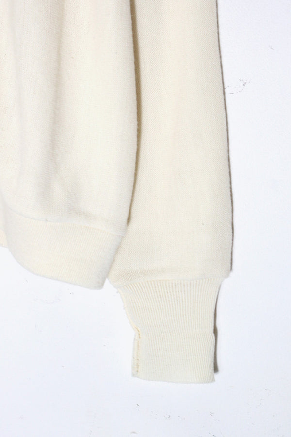 MADE IN USA ONE POINT ACRYLIC KNIT CARDIGAN / IVORY [SIZE: M USED]