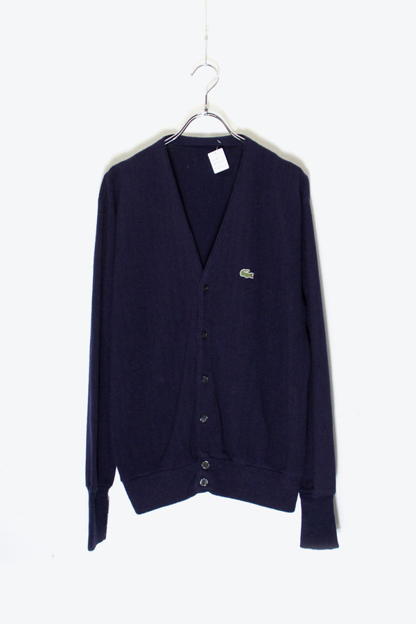 80-90s One-Point Acrylic Knit Cardigan / Purple Navy [SIZE: M Equivalent USED]