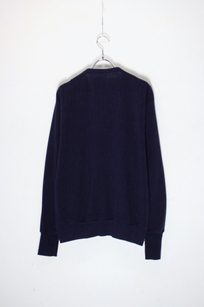 80-90s One-Point Acrylic Knit Cardigan / Purple Navy [SIZE: M Equivalent USED]