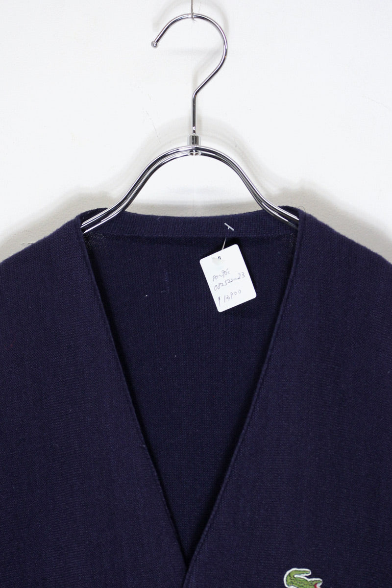 80-90s One-Point Acrylic Knit Cardigan / Purple Navy [SIZE: M Equivalent USED]